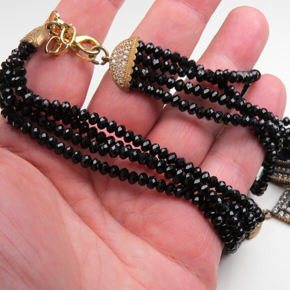 Faceted Black-Green -Red Onyx Necklace Hand made 36" long - Picture 11 of 11